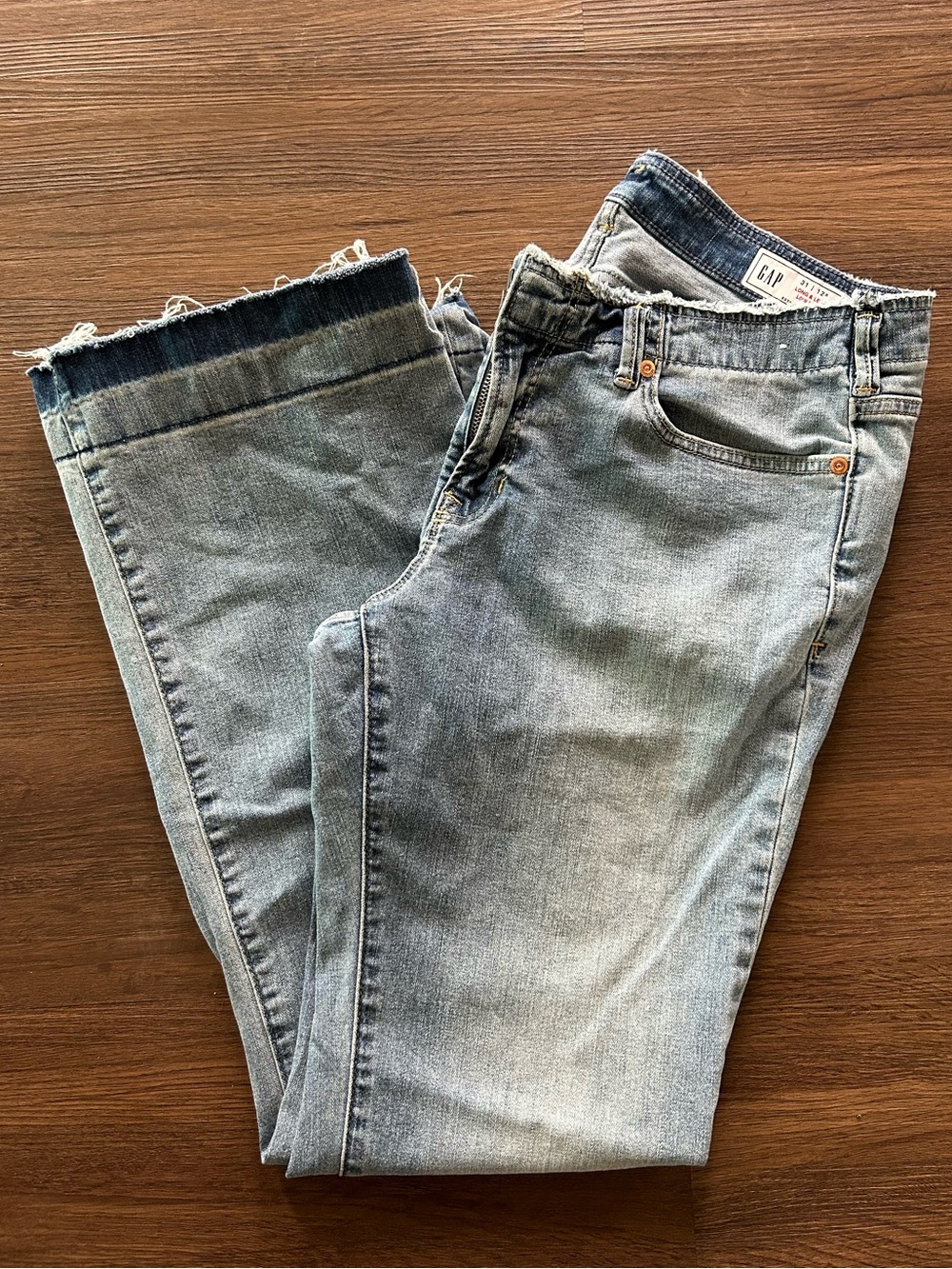 GAP Denim Jeans in Light Blue with Frayed Waistline